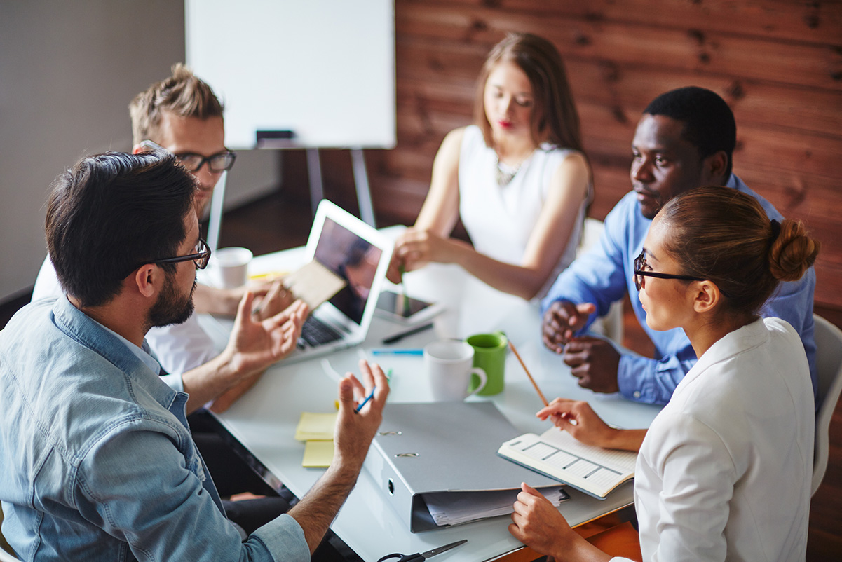 Meeting in a conference room